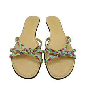 Italian Shoemakers Sandals Wedge Heel Strap Open Toe Women's Size 10
